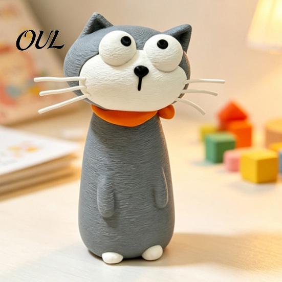 3D-печатная фигурка, милая мультяшная фигурка кошки, статуэтка Каваий Китти, минималистичный декор животного для стола, настольное украшение для дома, офиса, полки, для влюбленных