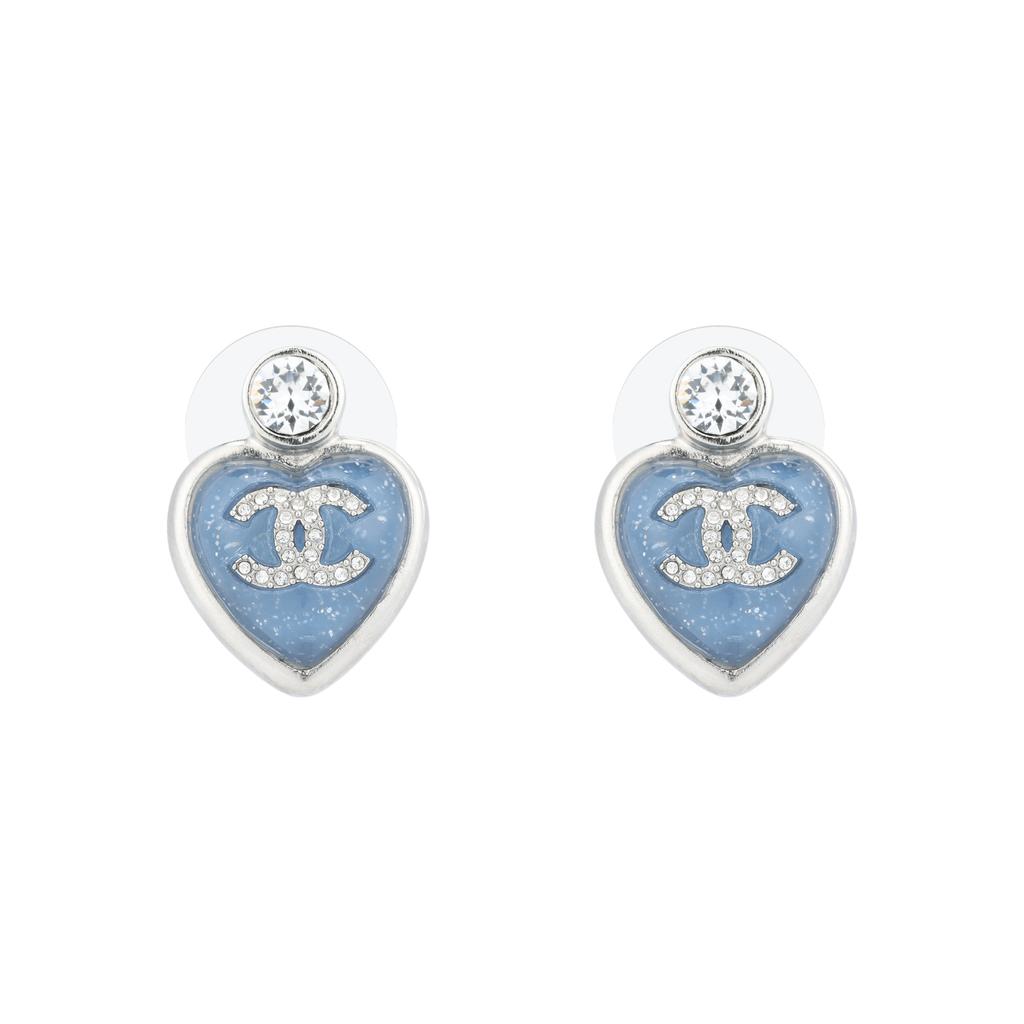 Chanel 25P Spring Summer Heart Design Metal Earrings Women earrings Blue ABF524B19973NAFTR