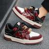 Microfiber Leather Surface Burgundy Contrasting Color Thick Baseplate Shoes Fashionable Youth Tide With Low-Top Sports Shoes Men'S Shoes