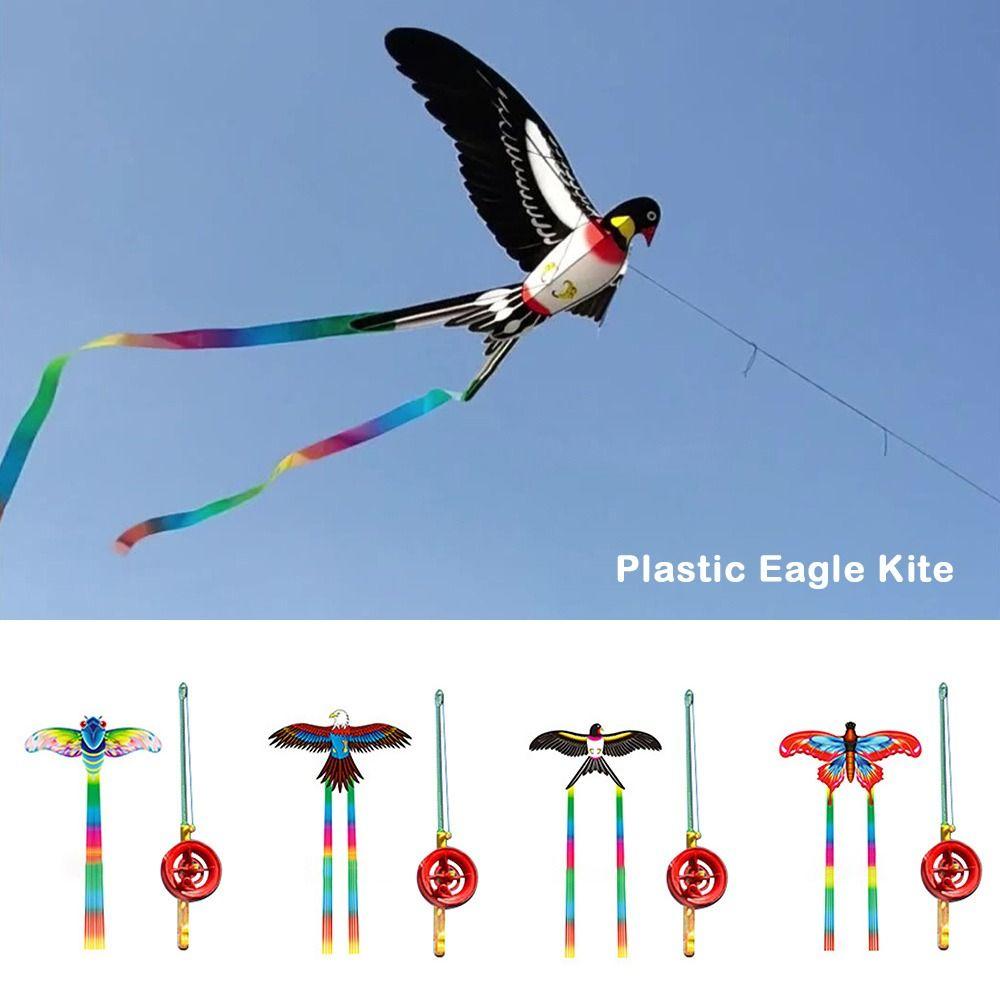 Dynamic Large Eagle Kites 30 Meter Fishing Rod Kite Plastic Eagle Kite Garden Outdoor Sports
