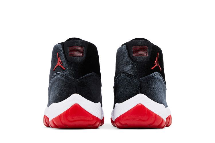 Женские кроссовки Jordan 11 Retro Bred Вельветовые (Женский) Черный/спортивный красный/белый