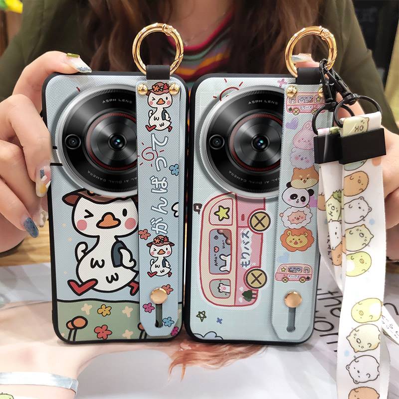 Cute Durable Phone Case For ZTE Blade A75 5G/Nubia Focus 5G/Calf 5G Cartoon Anti-knock Soft Case Ring Protective Lanyard