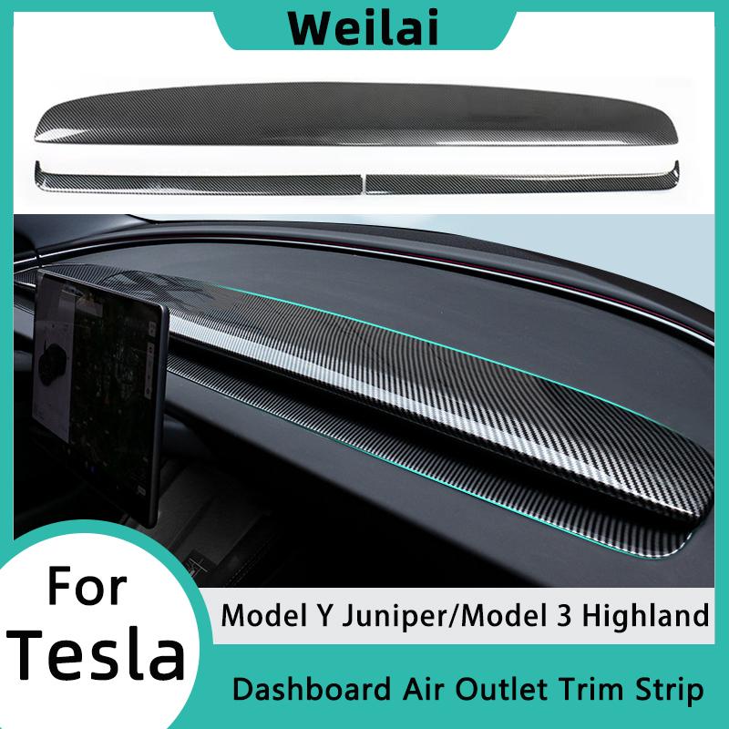 For Tesla Model 3 Highland Dashboard Cover Trim Model Y Juniper Air Outlet Trim Strip Panel Stylish Interior Car Accessories