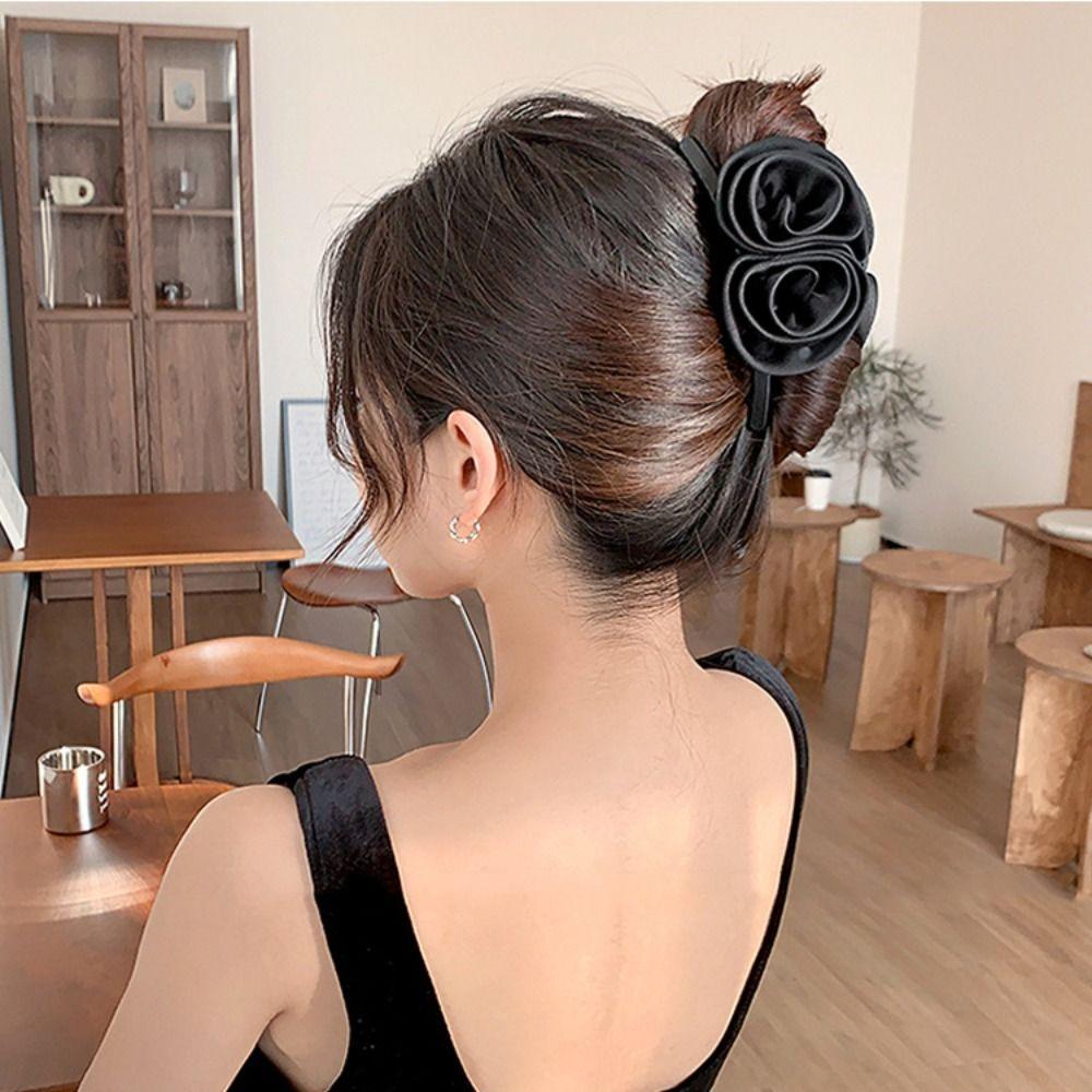 Korean Style Flower Hair Claw Flower Large Size Hair Claw Creative Red Rose Hair Clip  Travel