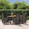 VidaXL Garden Dining Set Cushions 7pcs Black Wicker, Dining Set, Dining Set 3185072