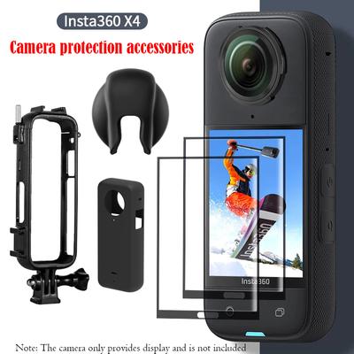 Для Insta360 X4 Мягкий силиконовый чехол Защитная крышка объектива Защитная пленка для экрана Закаленное стекло для Insta360 X4 Аксессуар для камеры