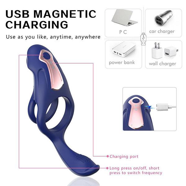 Стимуляция пениса и яичек Вибратор Кольцо для пениса Клиторальные мощные секс-игрушки для взрослых для женщин и мужчин