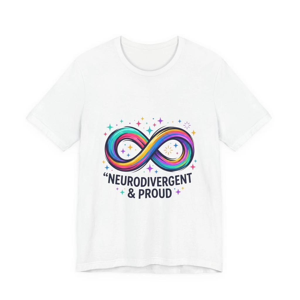 Neurodivergent & Proud Infinity Symbol T-shirt Tops Tees Unisex | Rainbow Awareness Tee