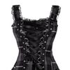 Steampunk Mini Medieval Dress for Women Plaid Renaissance Corset Lace Trim