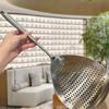 Stainless Steel Slotted Skimmer Spoon with Anti-Slip Wood Handle – Heat-Resistant, Thickened Pasta Spider Strainer