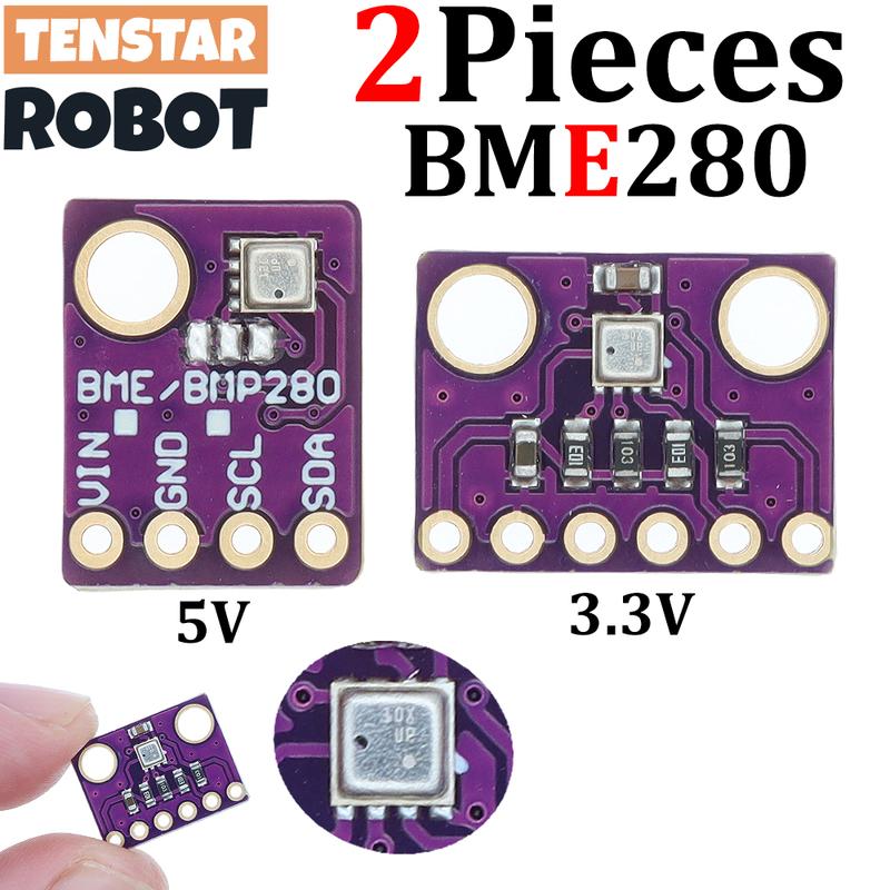 TENSTAR 2 шт. BME280 3.3В 5В Цифровой датчик атмосферного давления, высоты, влажности и температуры, модуль I2C/SPI, высокая точность