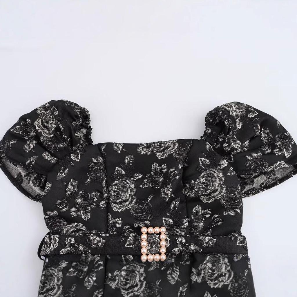 2025 Spring Women's European & American Off-the-Shoulder Jacquard Dress