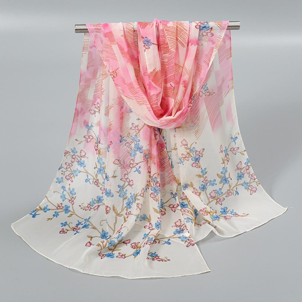New Floral Printing Chiffon Scarf Thin Soft Sunscreen Shawl Long Wrap Hijab