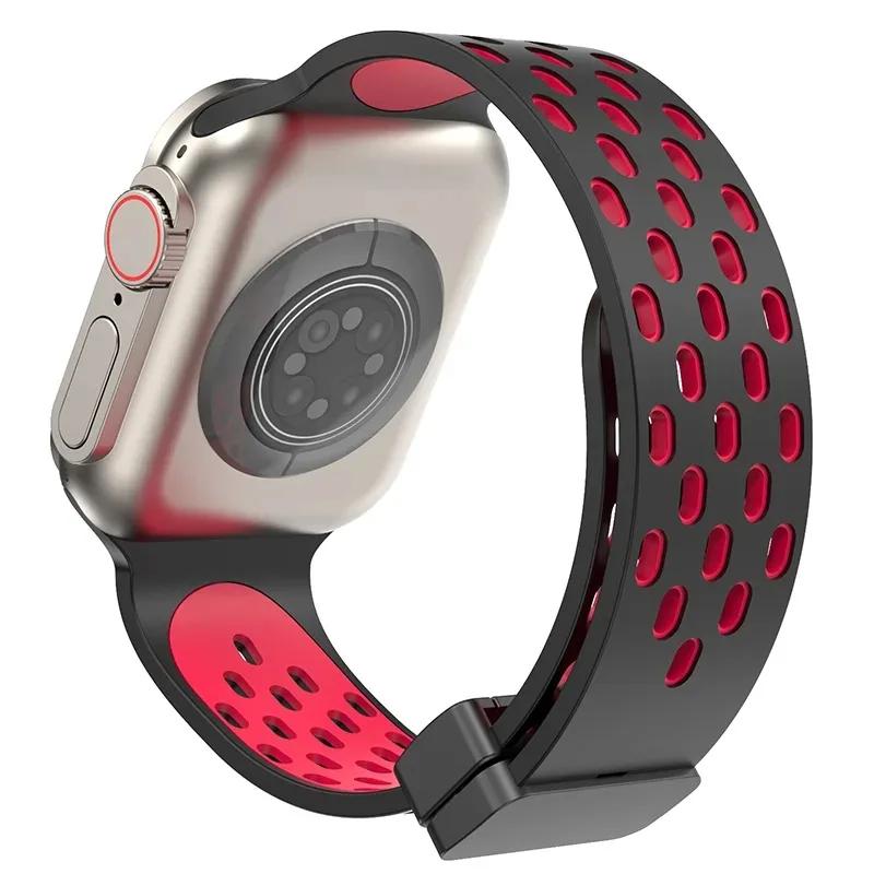 Магнитный силиконовый ремешок для Apple Watch Band Ultra 3 2 49мм 45мм 41мм Браслет для iWatch Series 11 10 9 8 7 6 SE 5 4 3 38мм 46мм 42мм 44мм