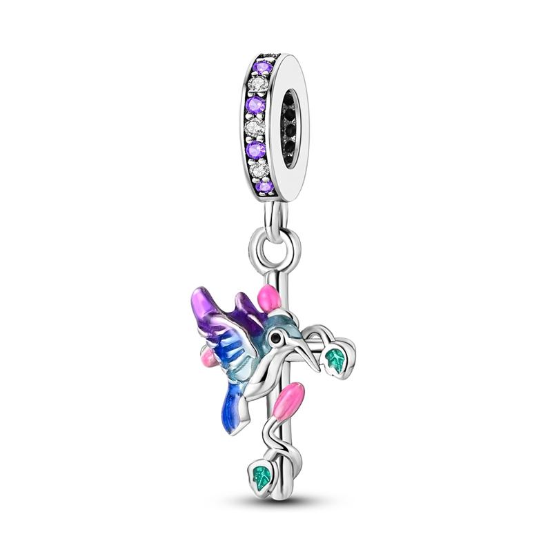 New 925 Sterling Silver Parrot Butterfly Flamingo Animal Charms Bead Fit 925 Original Bracelet Fine DIY Birthday Jewelry