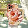 Phone case: 2D flat design suitable for iPhone 18 17 16 15 14 13 Pro protective case, pink sugar donut, perfect Christmas and Halloween holiday gift