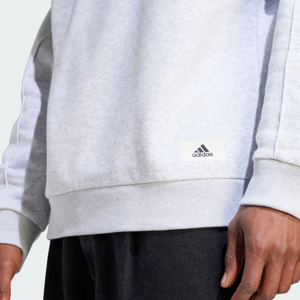 Adidas Длинная толстовка с капюшоном, однотонный логотип, свободный крой, мужские толстовки с капюшоном, светло-серый IS7488