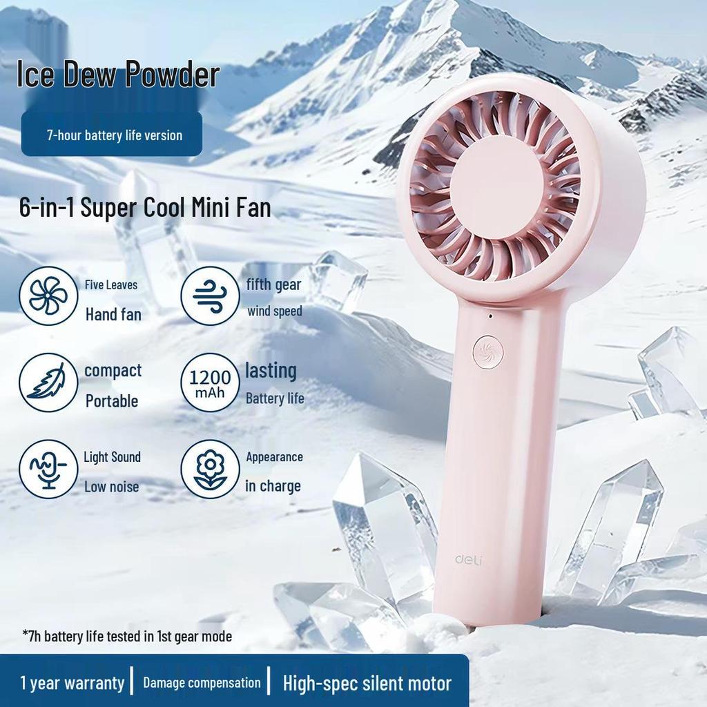 Deli LK103 Rechargeable USB Handheld Fan with Multi-Speed, 6 Blades, Variable Frequency LK111 Model.