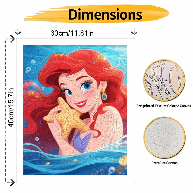 Disney Цифровая картина маслом русалка художественная картина ручная работа DIY домашние украшения