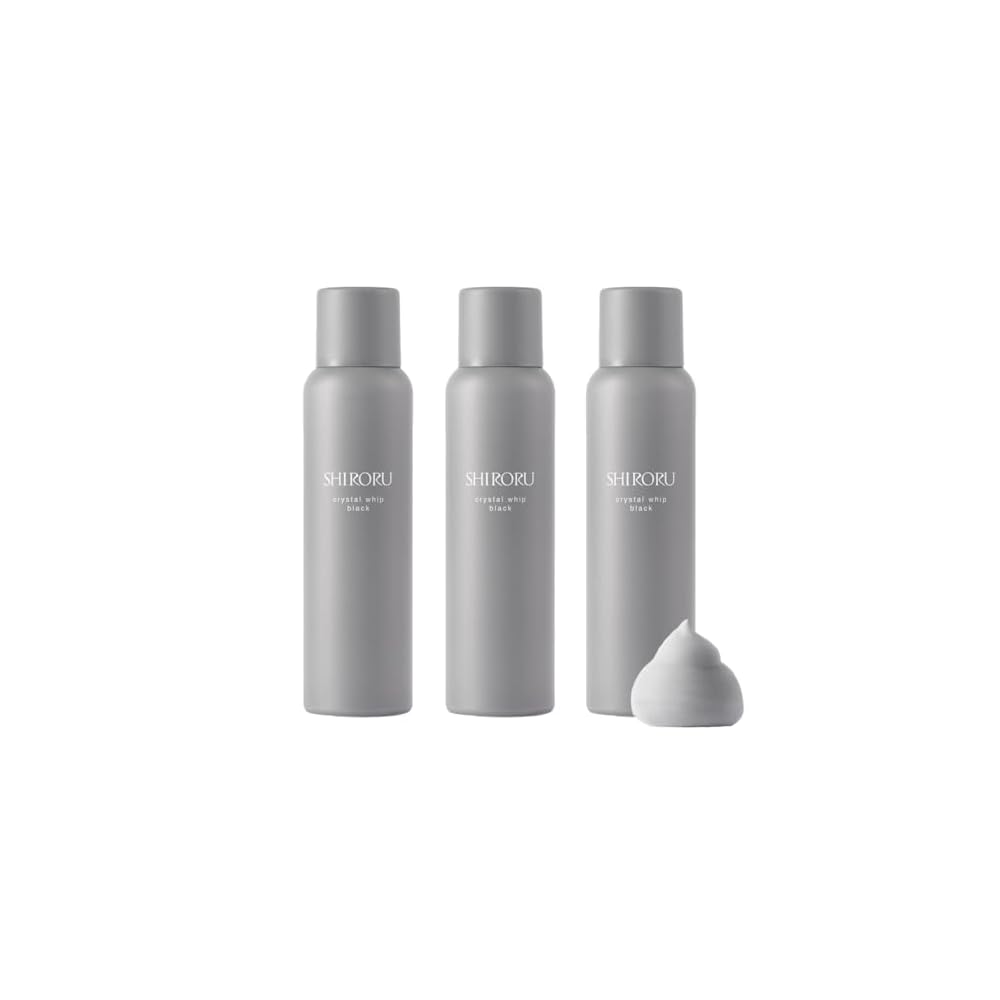 SHIRORU Crystal Whip Black Facial Cleanser (Charcoal x Carbonated) - 120g x 3 bottles - A foaming