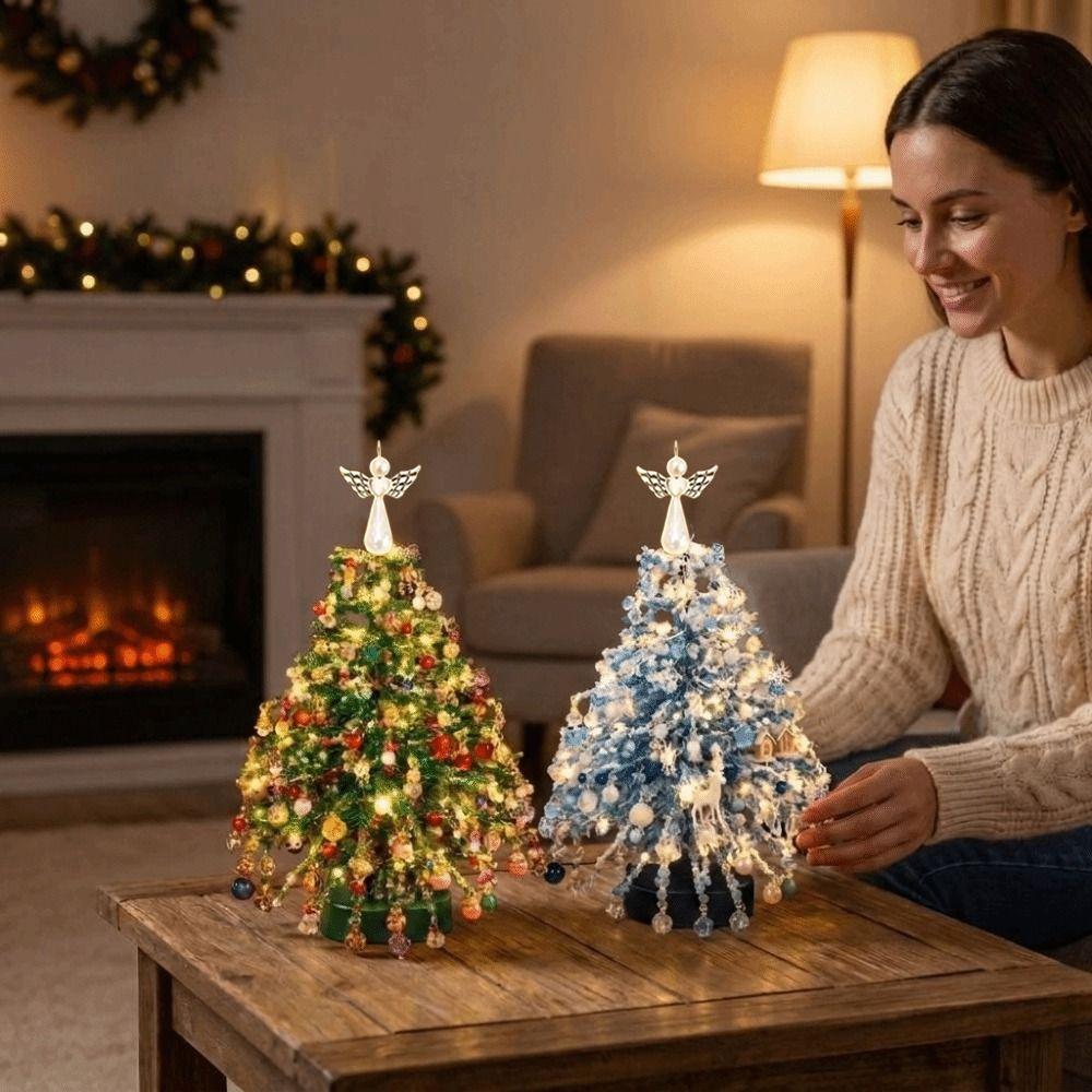 with Light Up DIY Beaded Christmas Tree Kit Handmade Mini Bead Weaving Set Halloween Party