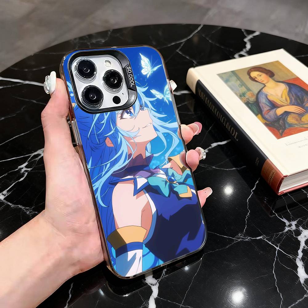 KonoSuba Аква Чехол для телефона для iPhone 17,16,15,14,13,12,11 Plus,Pro Max,XS,Красочный Серебристый Черный Чехол