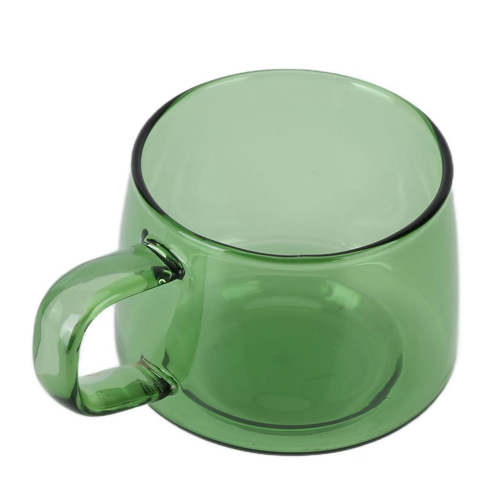 Прозрачная кофейная кружка 250 мл, боросиликатная кружка, стеклянная кружка для чая, воды, молока, с ручкой, зеленая