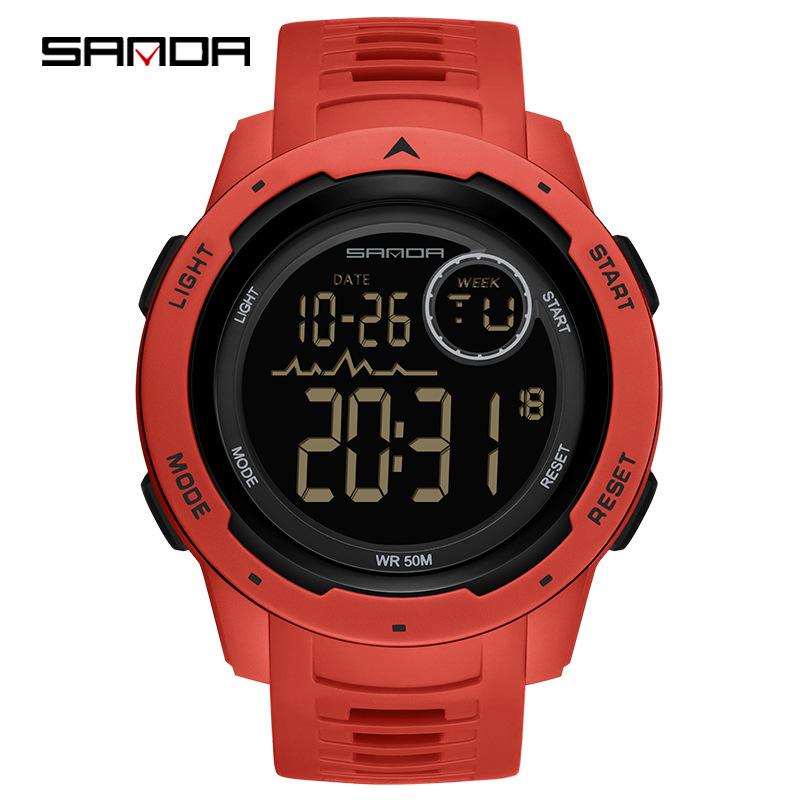 Sanda Электронные Модные Спортивные Часы: Многофункциональный, Стильный, Унисекс, Однодисплейный