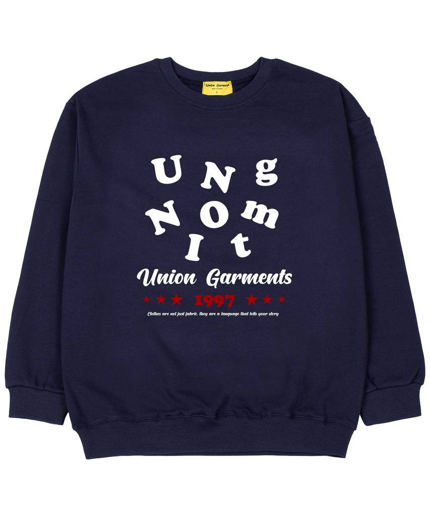 UNION GARMENTS Alphabet Logo French Oversized Sweatshirt Navy