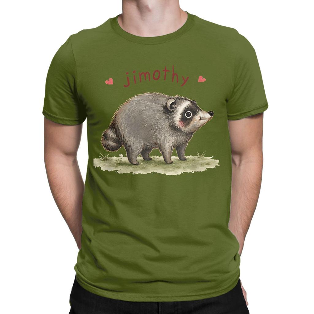 Unisex Cute Raccoon Meme Team Jimothy T Shirt Pure Cotton Tops Novelty Short Sleeve O Neck Tees Plus Size Tshirt