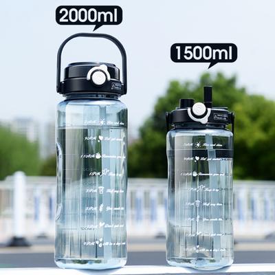 Бутылка для воды Yousheng Sports с крышкой, герметичная, с широким горлом, без содержания бисфенола А, 1,5 л/2 л, многоразовая, большая емкость, для питья в спортзале, путешествиях, дома, школе