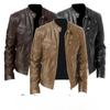 Men's Leather Jacket New PU Coat Stand-up Collar Zipper Leather Jacket