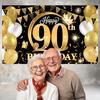 90th birthday part decorated background banner Black gold Happy 90th Birthday decorated background for men and women photography
