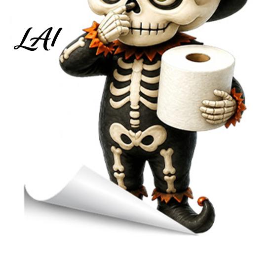 Seasonal Toilet Lid Decorations Halloween Skeleton Sticker Funny Pooping Decal Spooky Bathroom Decor for Adhesive Waterproof Sticker Tank