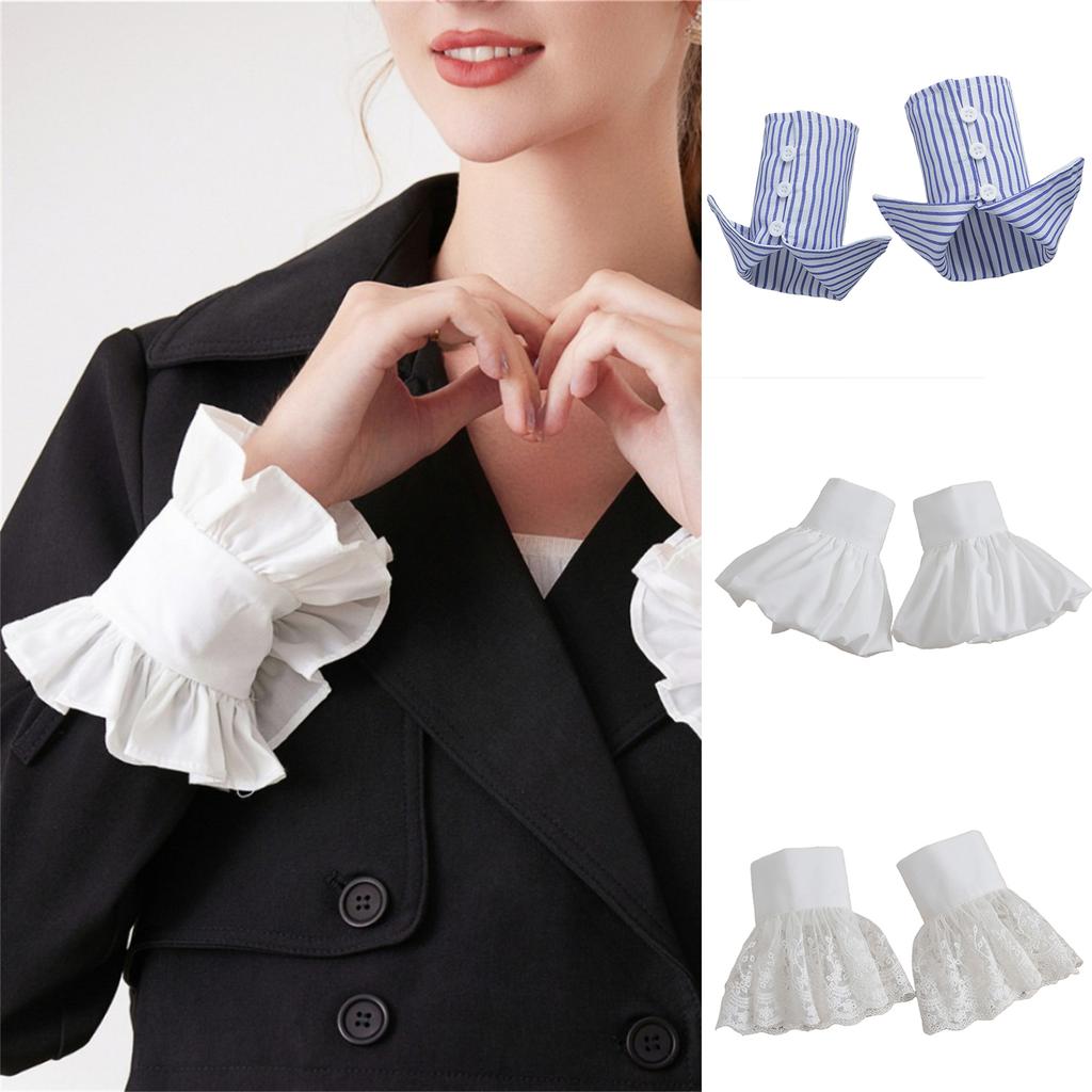 Lace Cuffs Decorative Sleeves for Female Teens Detachable False Sleeves Cuff Extension Trendy Clothing Wrist Accessories