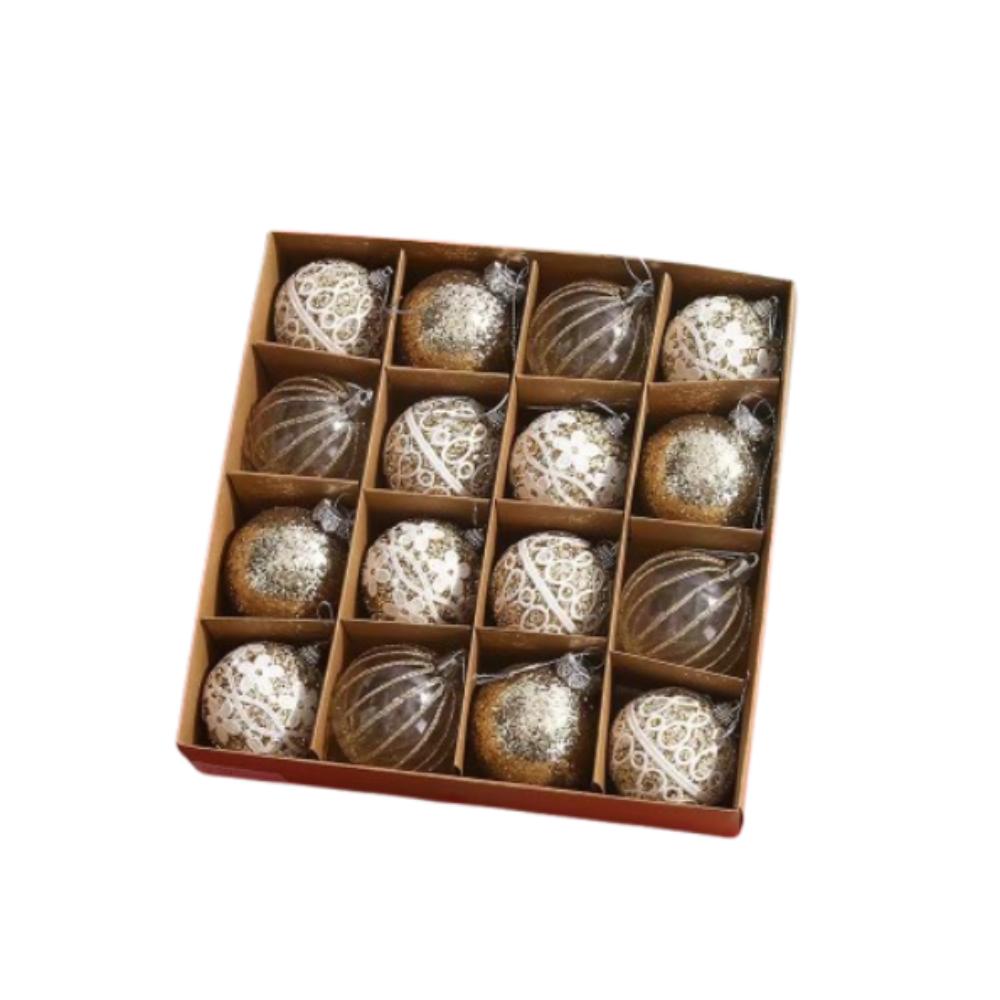 16pcs 6cm Christmas Balls Pendant Glitter Shatterproof Christmas Hanging Balls Set Foam Reusable Xmas Tree Ornaments