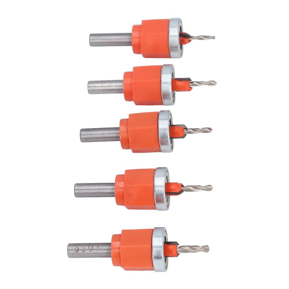 5pcs 2.8 3 3.2 3.5 4mm Diameter Countersink Drill Bit Set Wood Countersink Bit Kit PVC Edge Banding