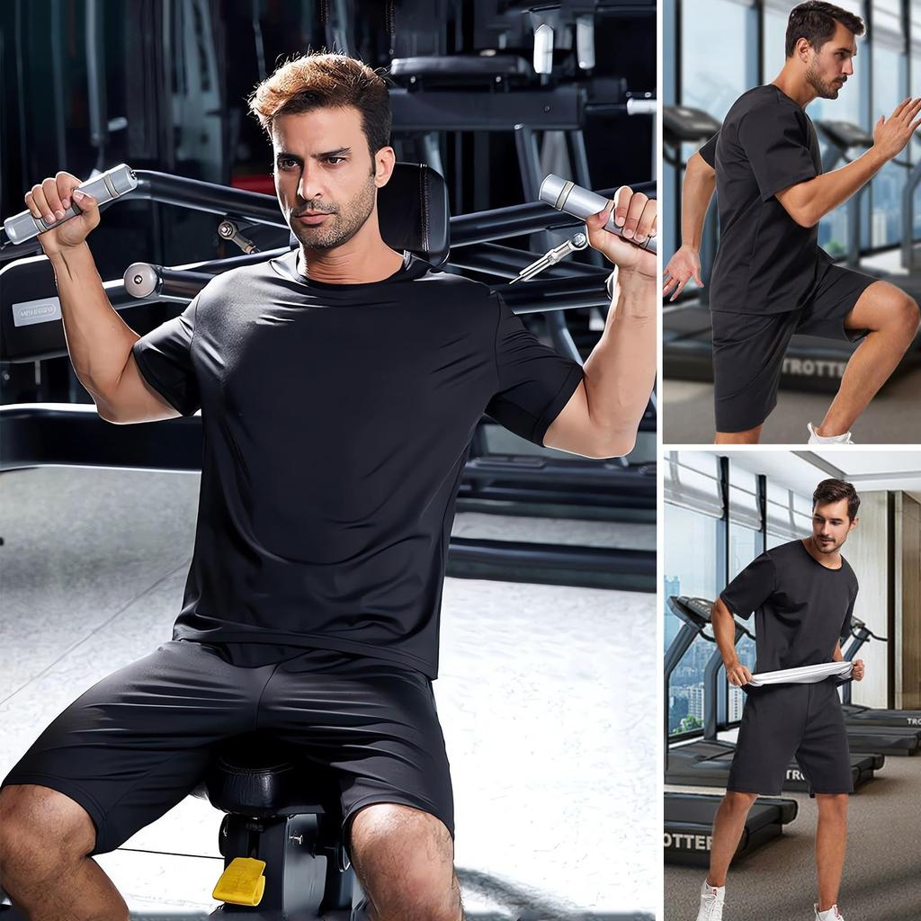 Ignitionix Сауна с коротким рукавом Тренировка в тепле Бег Тепло Усиленное и Сила Моющийся Мужской Костюм, Футболка, Футболка для уменьшения пота, Одежда, Водонепроницаемый,