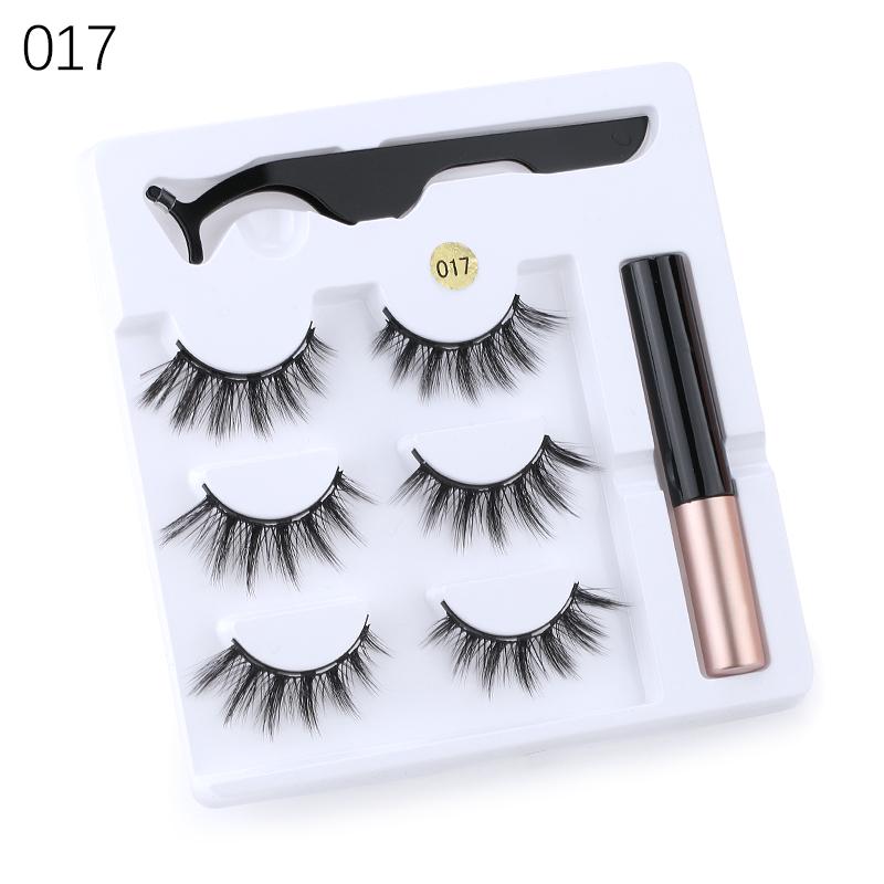 3 Pairs Eye Makeup Magnet Lashes Magnetic False Eyelashes Liqiud Eyeliner Beauty Kit Mink Eyelash
