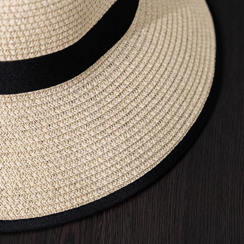 Large Bowknot Decor Bucket Hat Wide Brim French Style Straw Basin Hats Breathable Sunscreen Fisherman Cap for Women