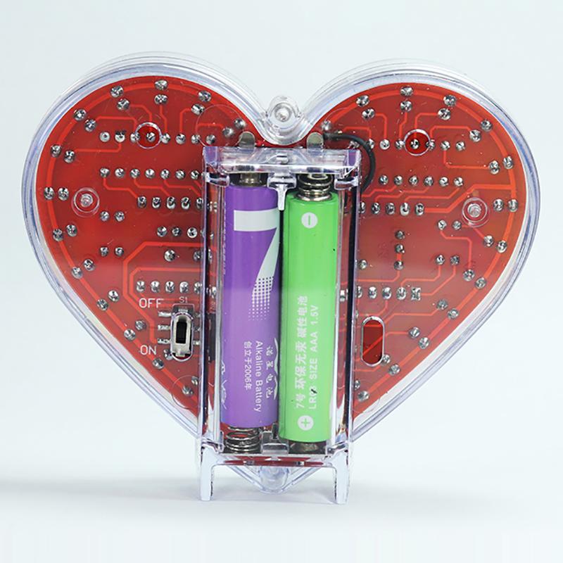 Led Heart-Shaped Flow Light Diy Electronic Kit With 32 Colorful Led Lights Diy Soldering Practice Kit Battery Powered