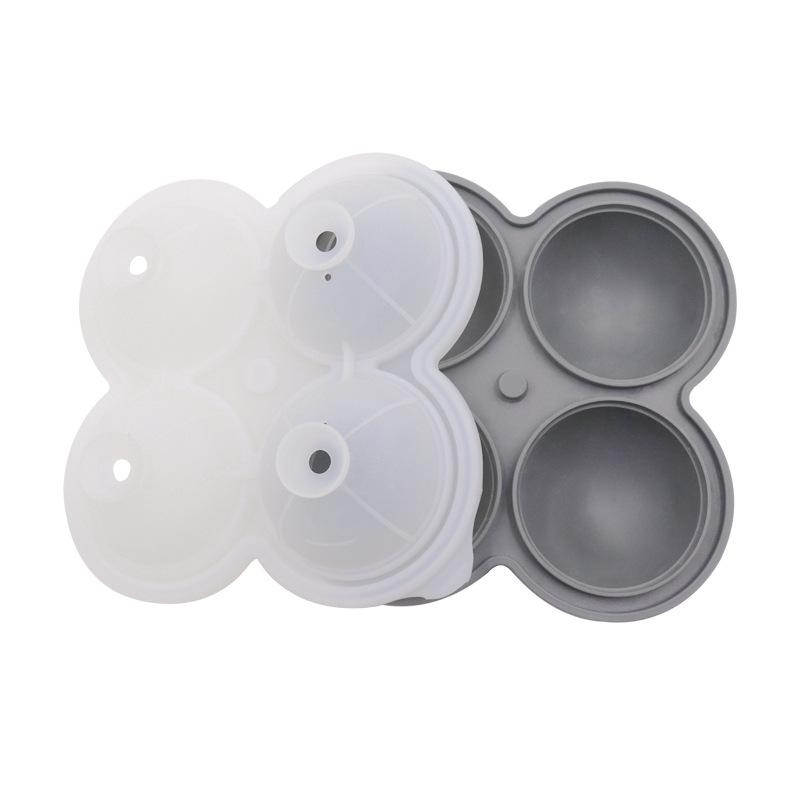 Top-Selling Silicone Ice Ball Mold with Funnel - 4 Round Ice Trays, 4 Holes