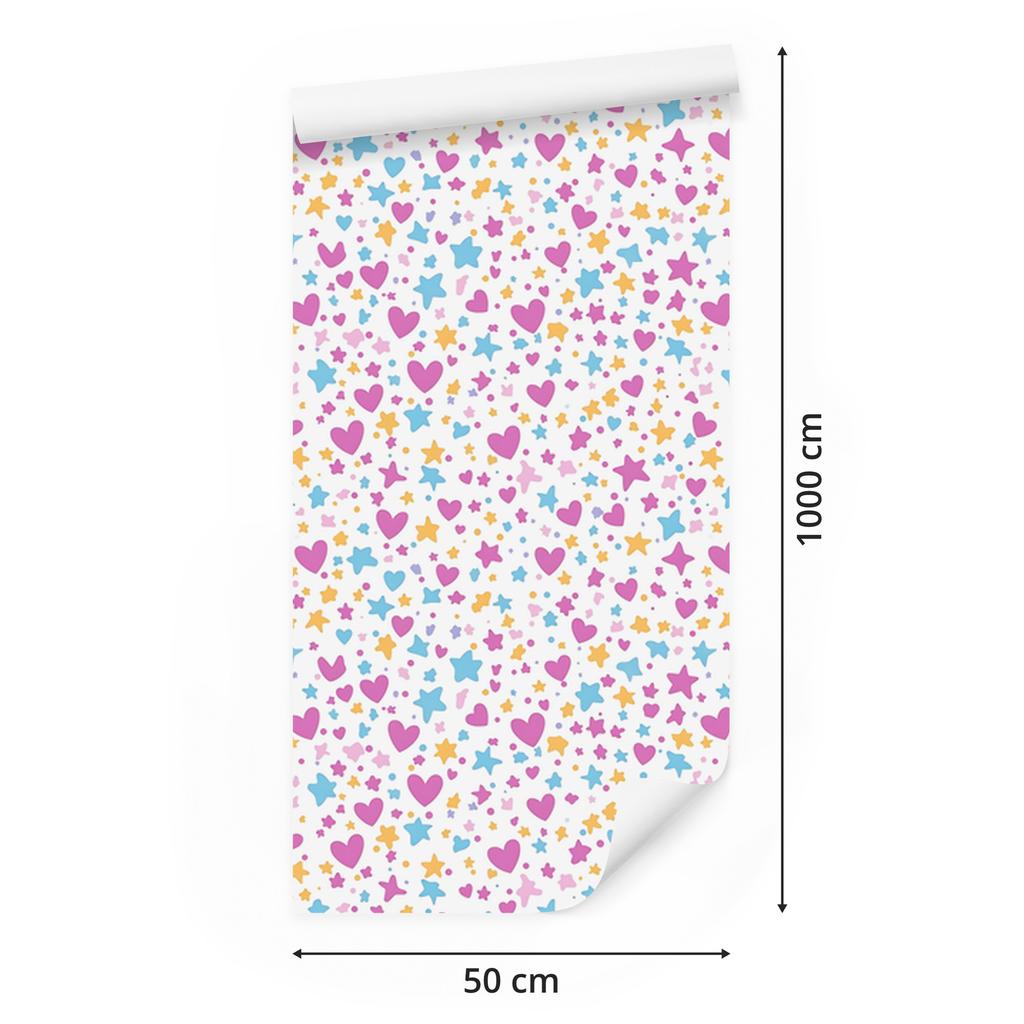 Love Wallpaper White, Powder Pink, Cream and Celadon 50x1000
