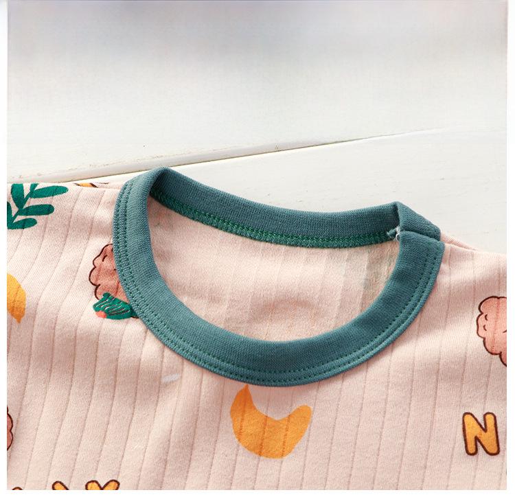 Детский осенний хлопковый пижамный комплект: Унисекс-топ и низ с длинным рукавом