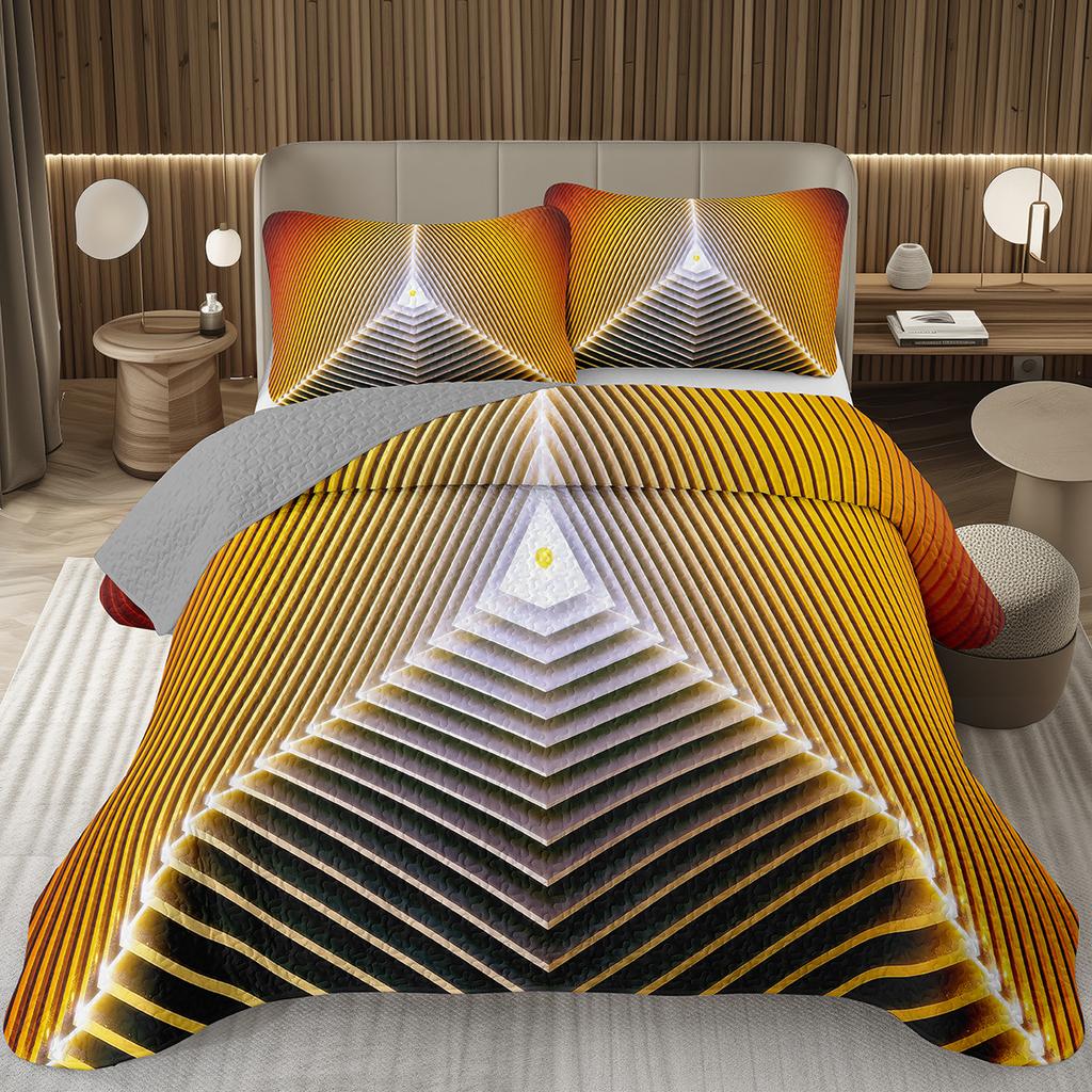 Rainbow Line Twin Queen Bedspread Colorful Abstract Geometric Quilted Bedding Set Bohemian Geometric Reversible Printed Coverlet