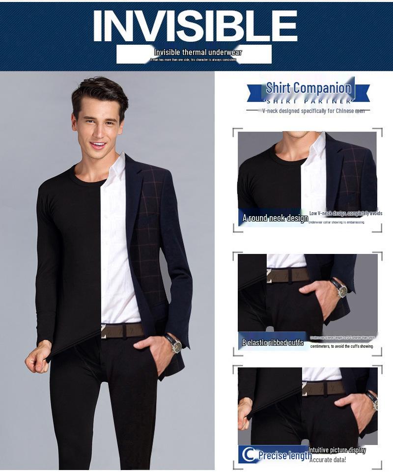 Унисекс Осенне-зимний Теплый Комплект Термобелья - Эластичный Базовый Слой Однотонного Дизайна с Круглым Вырезом для Пар