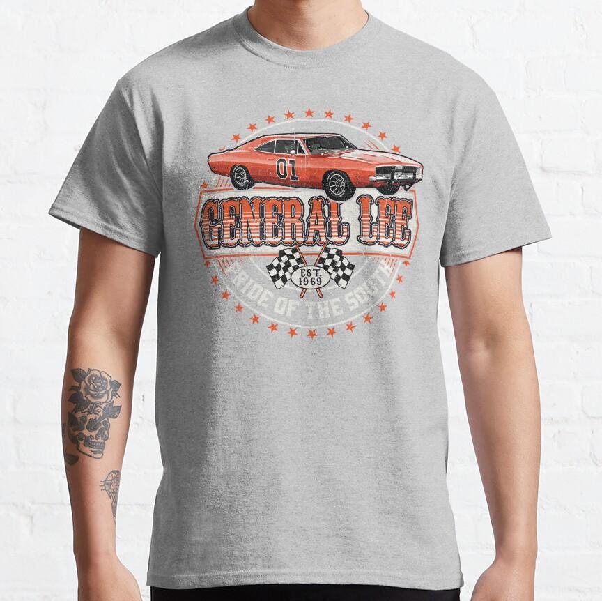 General Lee Pride of The South Vintage 70s Tv The Dukes of Hazzard Graphic T Shirts Mens Large Size Adult Tops S4XL