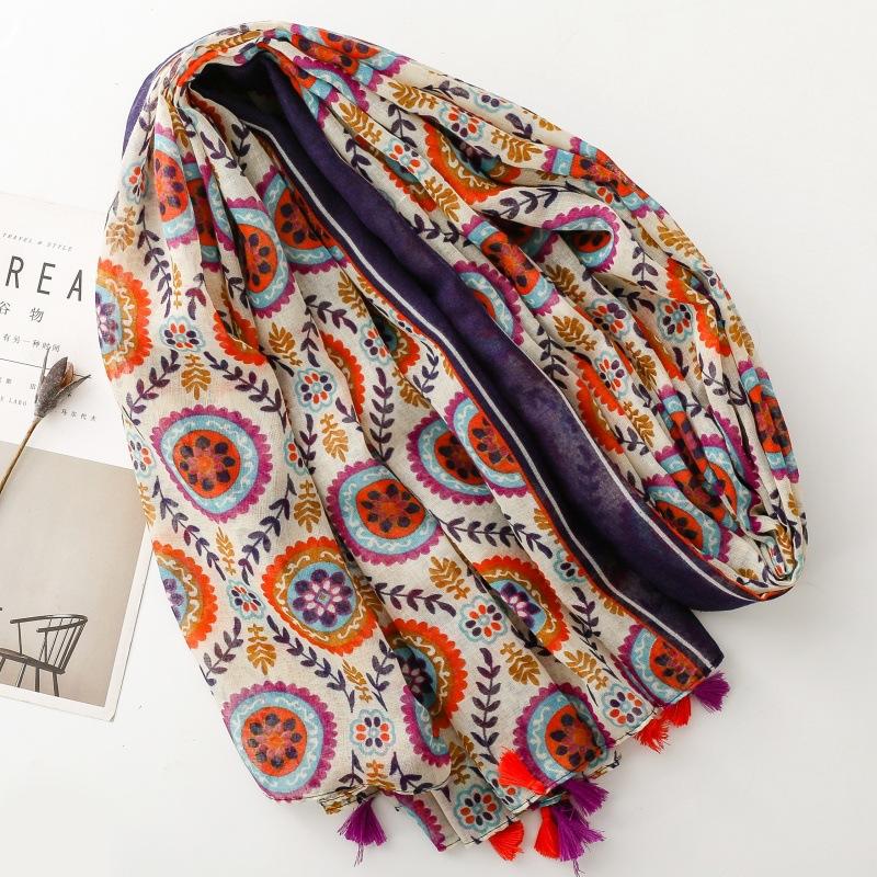 Luxury Bohemian Styles Women Scarf Summer Beach Shawl Cotton Linen Feeling Tassel Pashmina Muslim Hijab Wrap Viscose Turban