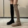 2024 Women's Ins Style Catwalk Fashion Boots Winter Warm Slimming Over-the-knee Boots Elegant Solid Color Dress Party Long Boots