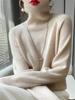 Women's 100% Wool High-Neck Sweater Pullover - Solid Color, Autumn Winter Style